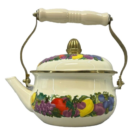 Vintage Metro VitroCeramic Gas Electric Induction Fruit Theme Country Tea Kettle - Picture 4 of 16